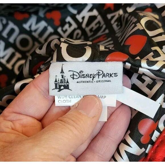 Disney Parks Red Metallic Rhinestone Mickey Mouse Tote Bag Faux Leather Flawed - Picture 6 of 8